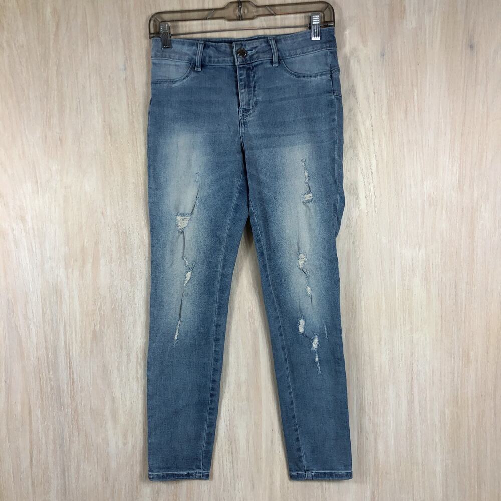 Juicy Couture Y2K Mid Rise Distressed Skinny Light Wash Casual Denim Jeans 2